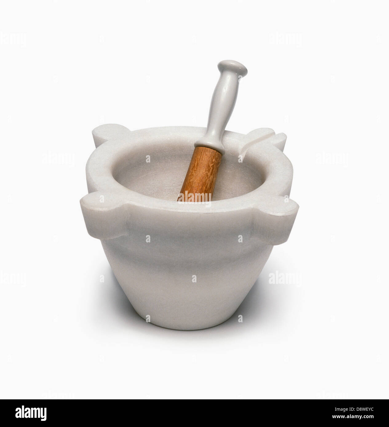 Marble mortar and pestle Stock Photo