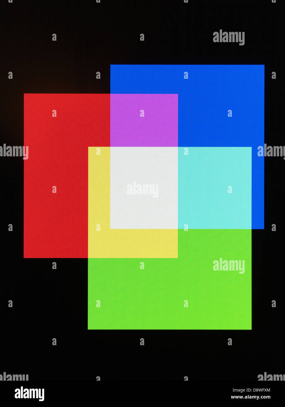 Digital image of colorful squares on computer screen Stock Photo