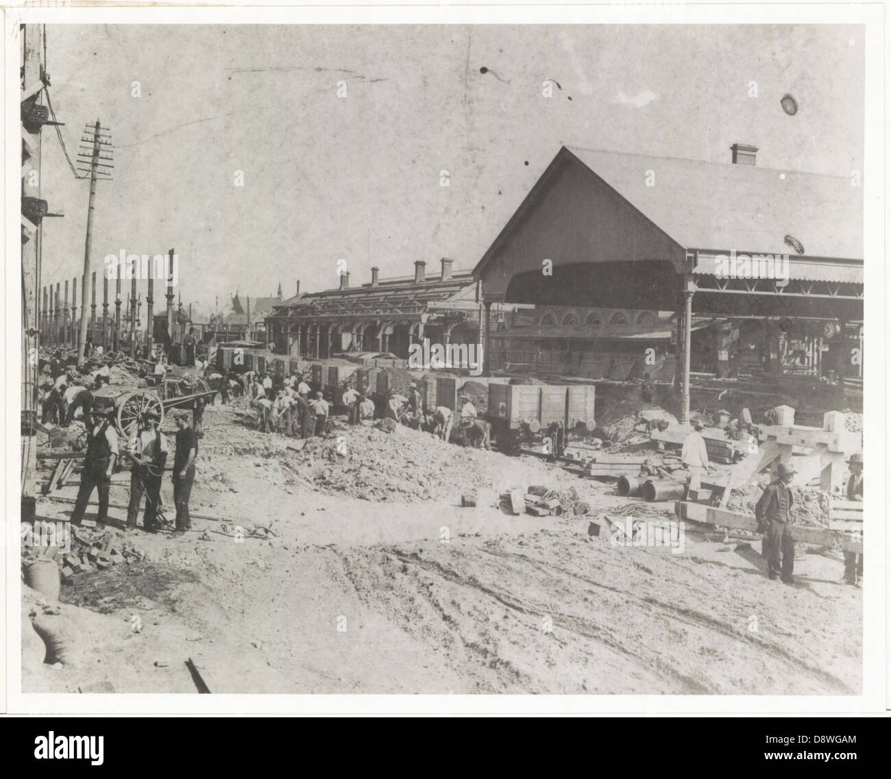 Demolishing second Sydney station at Devonshire Street end Stock Photo