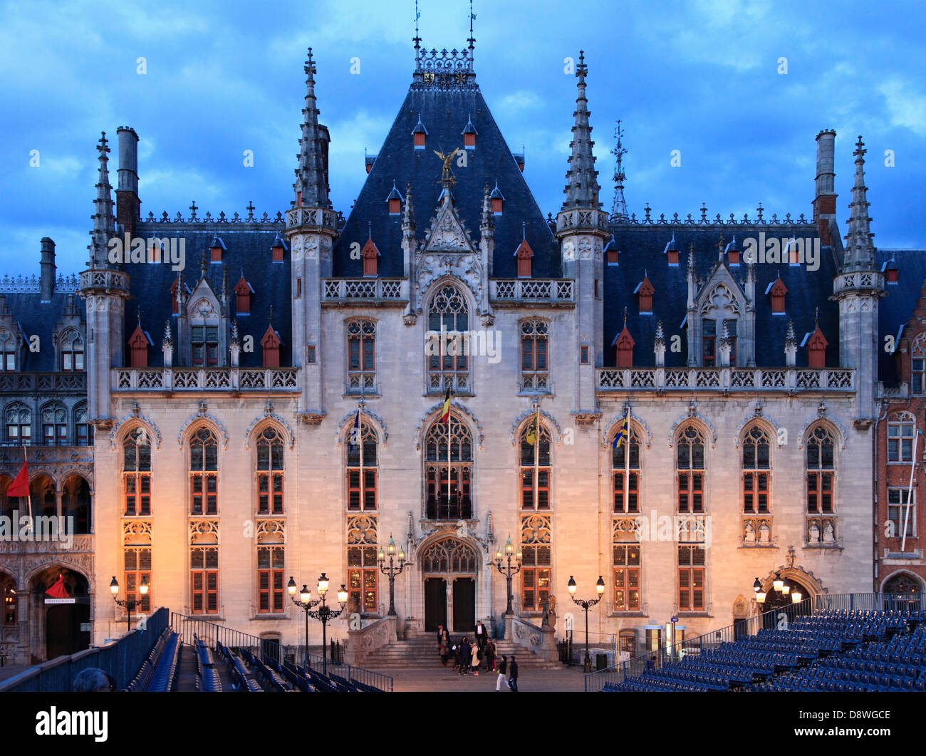 Belgium, Bruges, Markt, Main Square, Provincial Court, Stock Photo