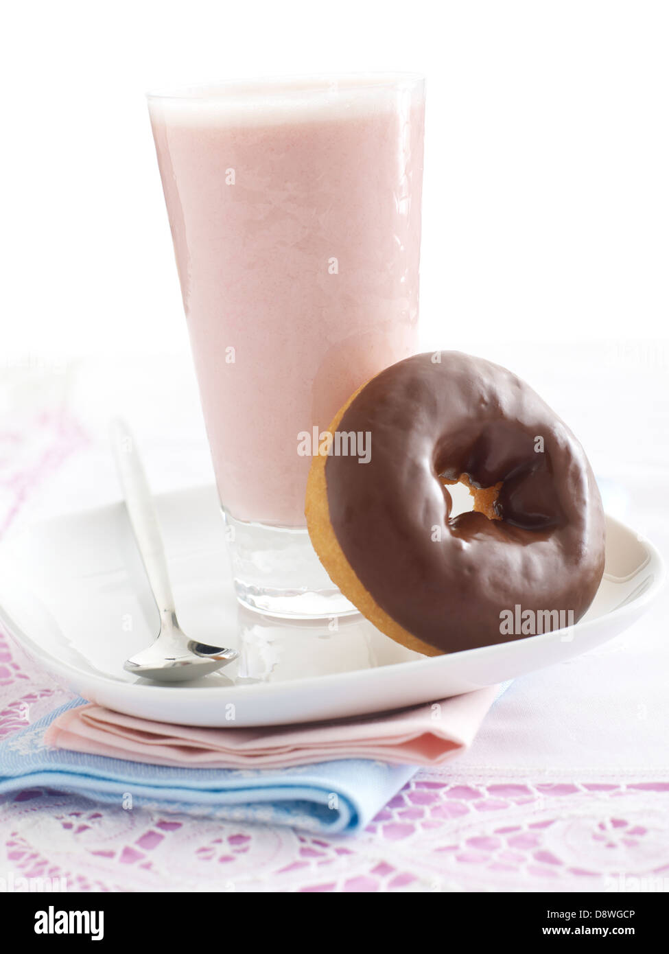 ring doughnuts donuts cold drink Stock Photo