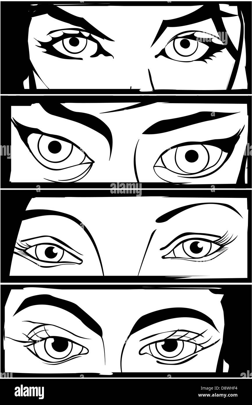 Comic Style Drawign Of Four Different Woman Eyes Stock Photo Alamy