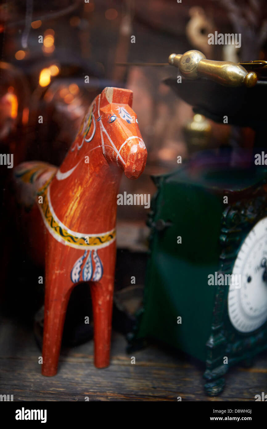 Dalecarlian horse on shop window Stock Photo