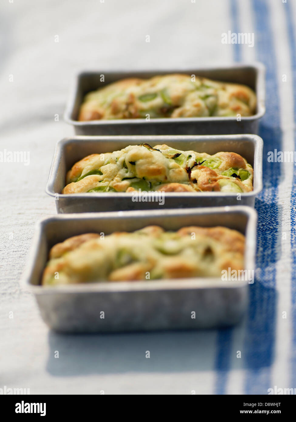 Zucchini and fava bean small savoury cakes Stock Photo