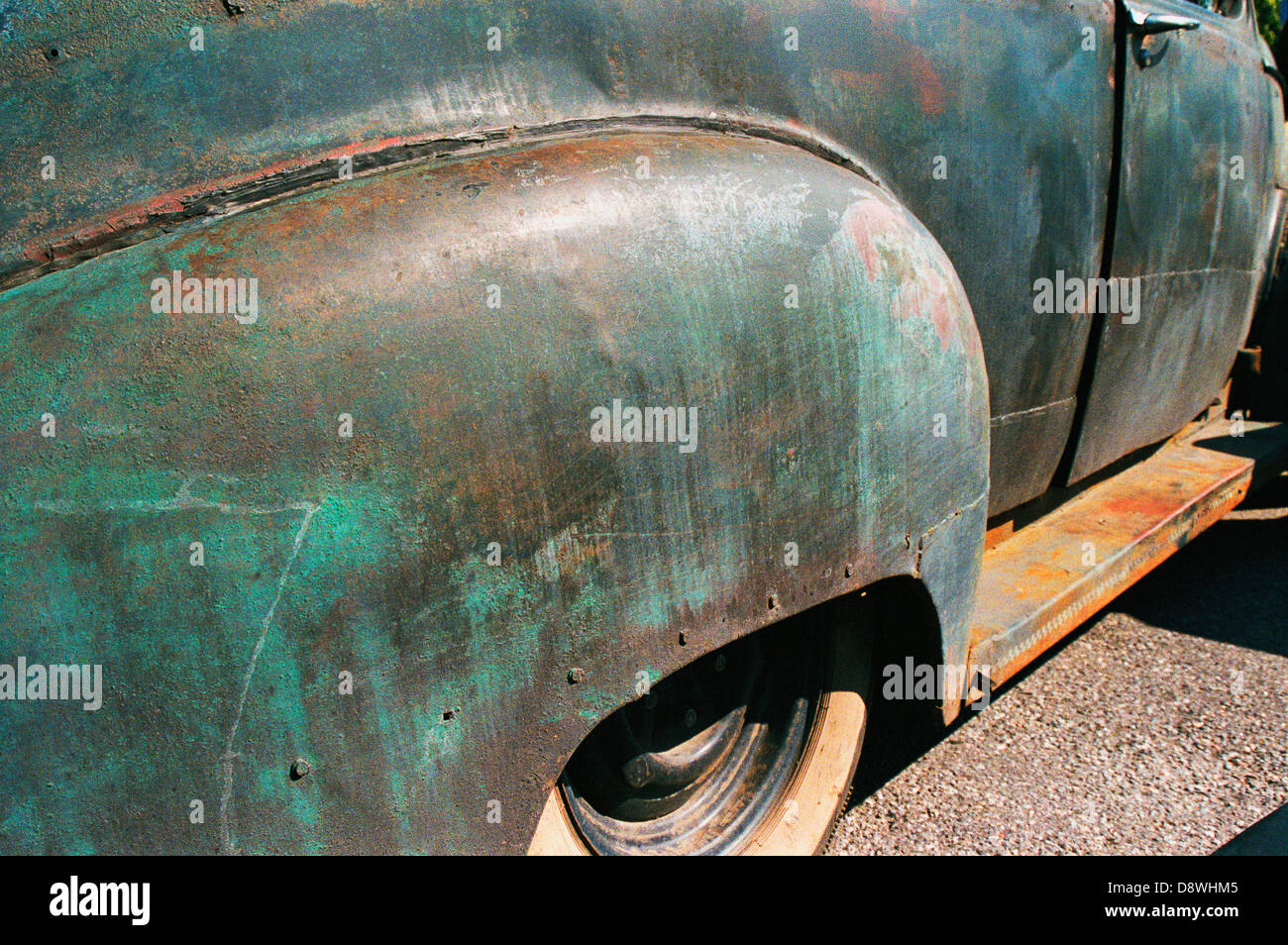 Mudguard of a old vintage car, close-up Stock Photo