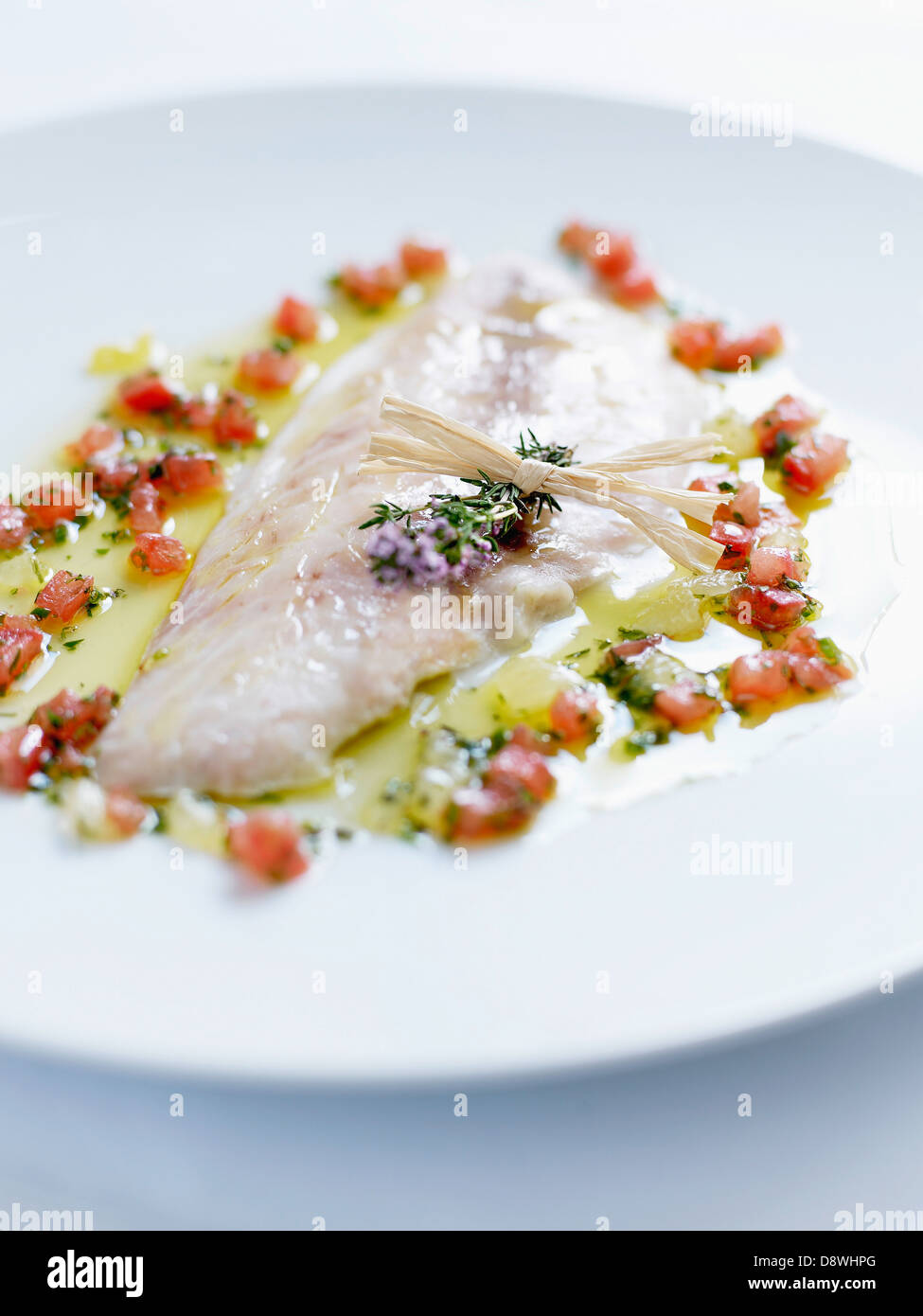 Royal sea bream cooked in salt crust with Virgin sauce Stock Photo Alamy
