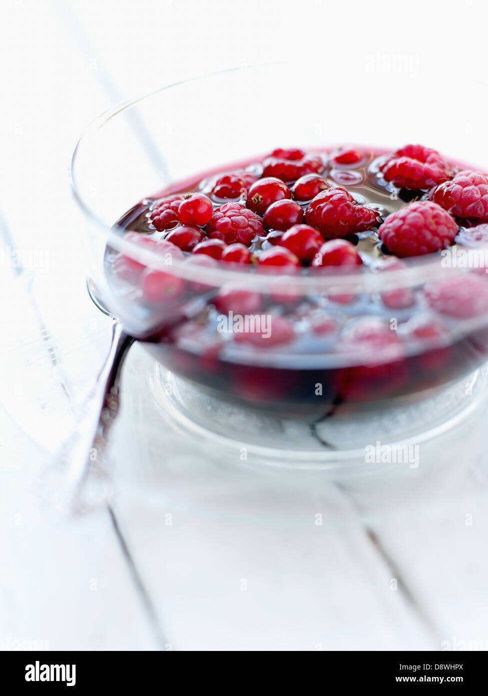 Summer fruit in red wine Stock Photo
