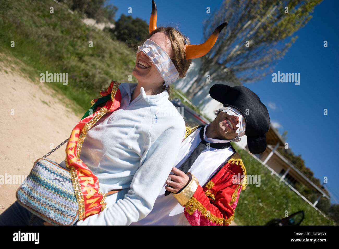 Bullfight durin bachelorette and bachelor parties in Madrid, Spain. Stock Photo