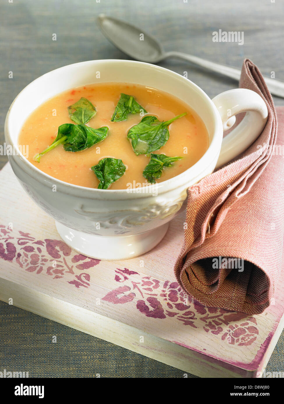 Chickpea,tomato and spinach soup Stock Photo Alamy