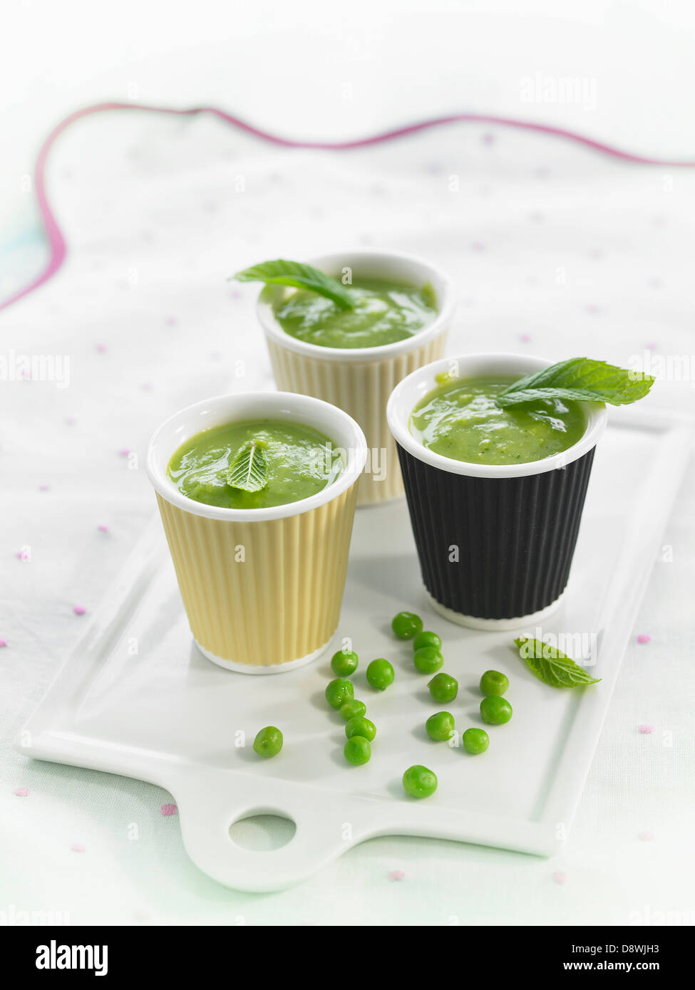 Cold pea and mint soup Stock Photo