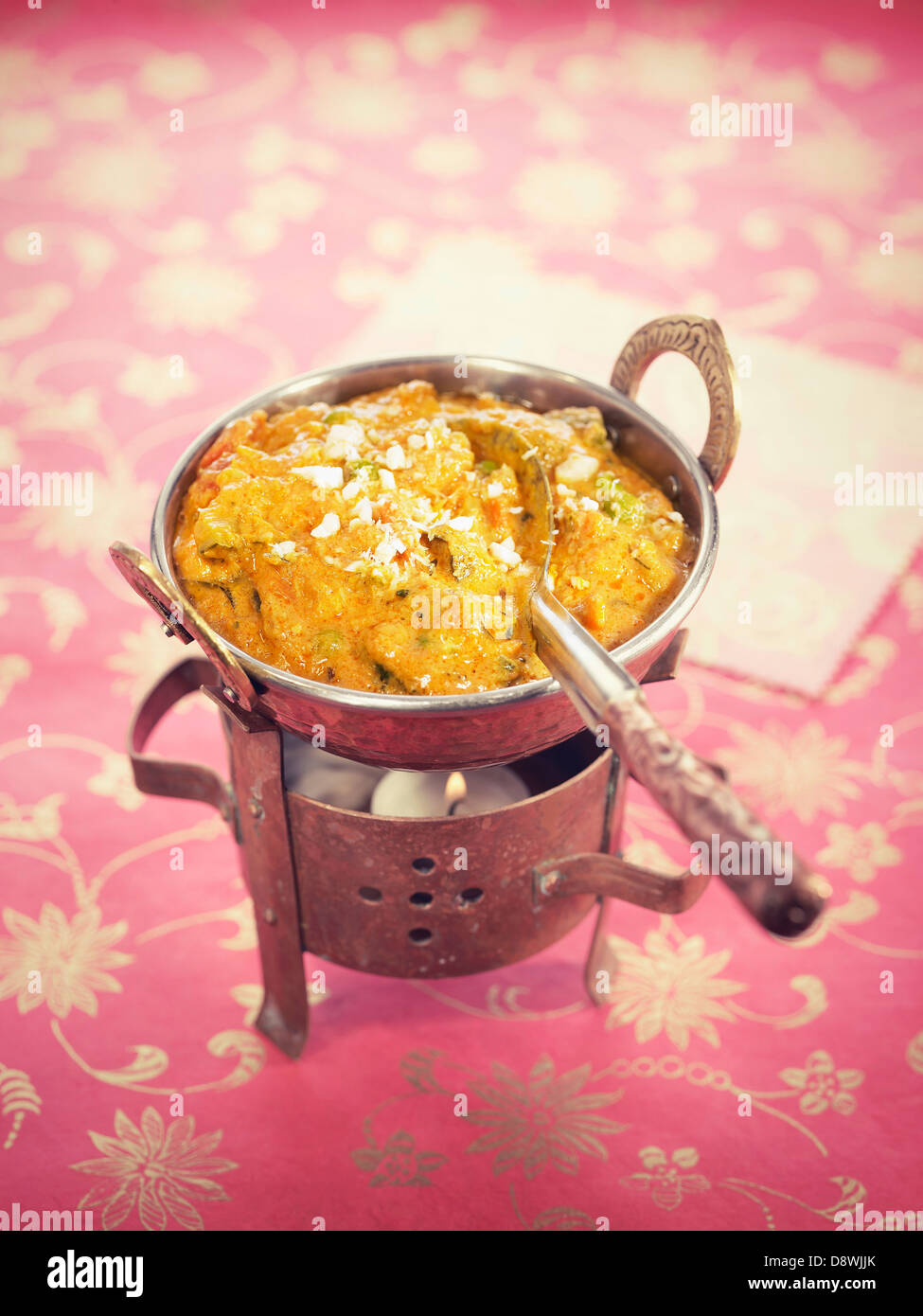 Vegetarian Korma with carrots,cauliflower,peppers and peas Stock Photo