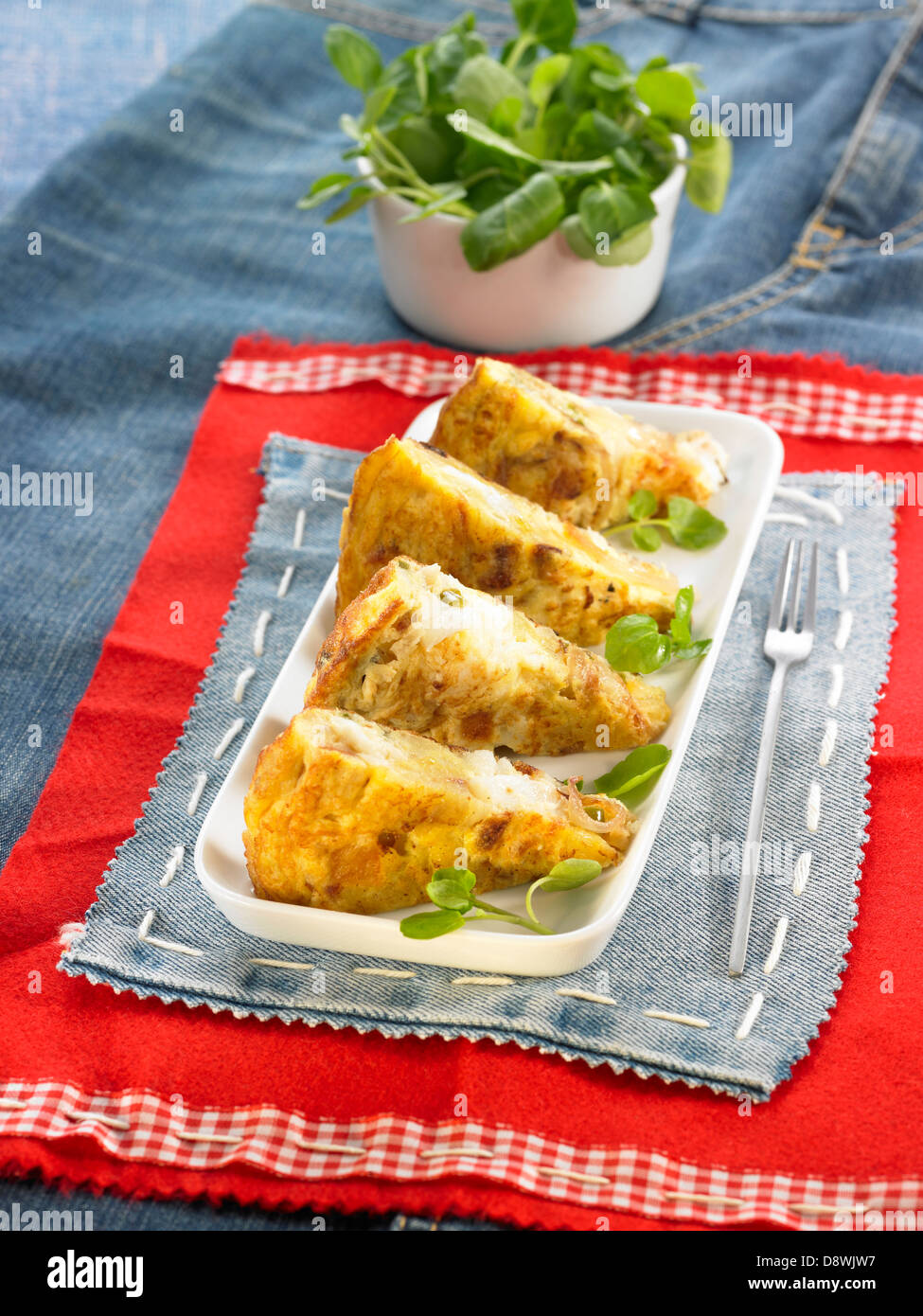 Saltcod and cream omelette Stock Photo Alamy