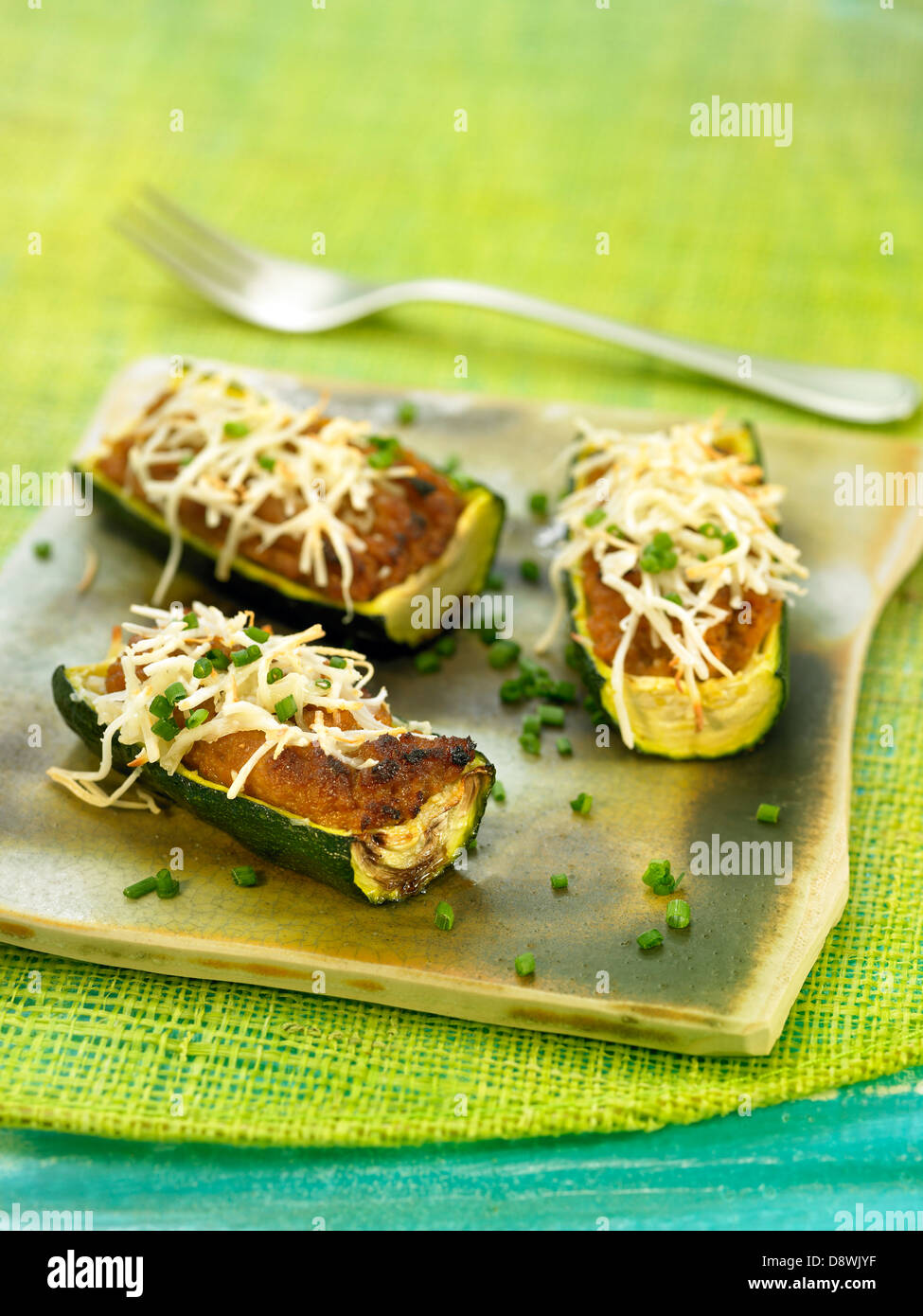 Stuffed zucchinis Stock Photo