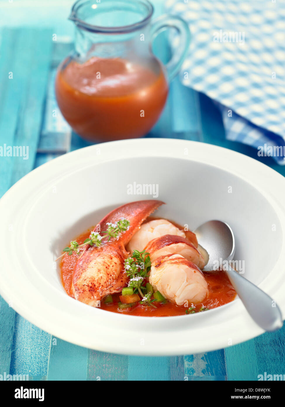 Tomato,pepper and lobster gazpacho Stock Photo
