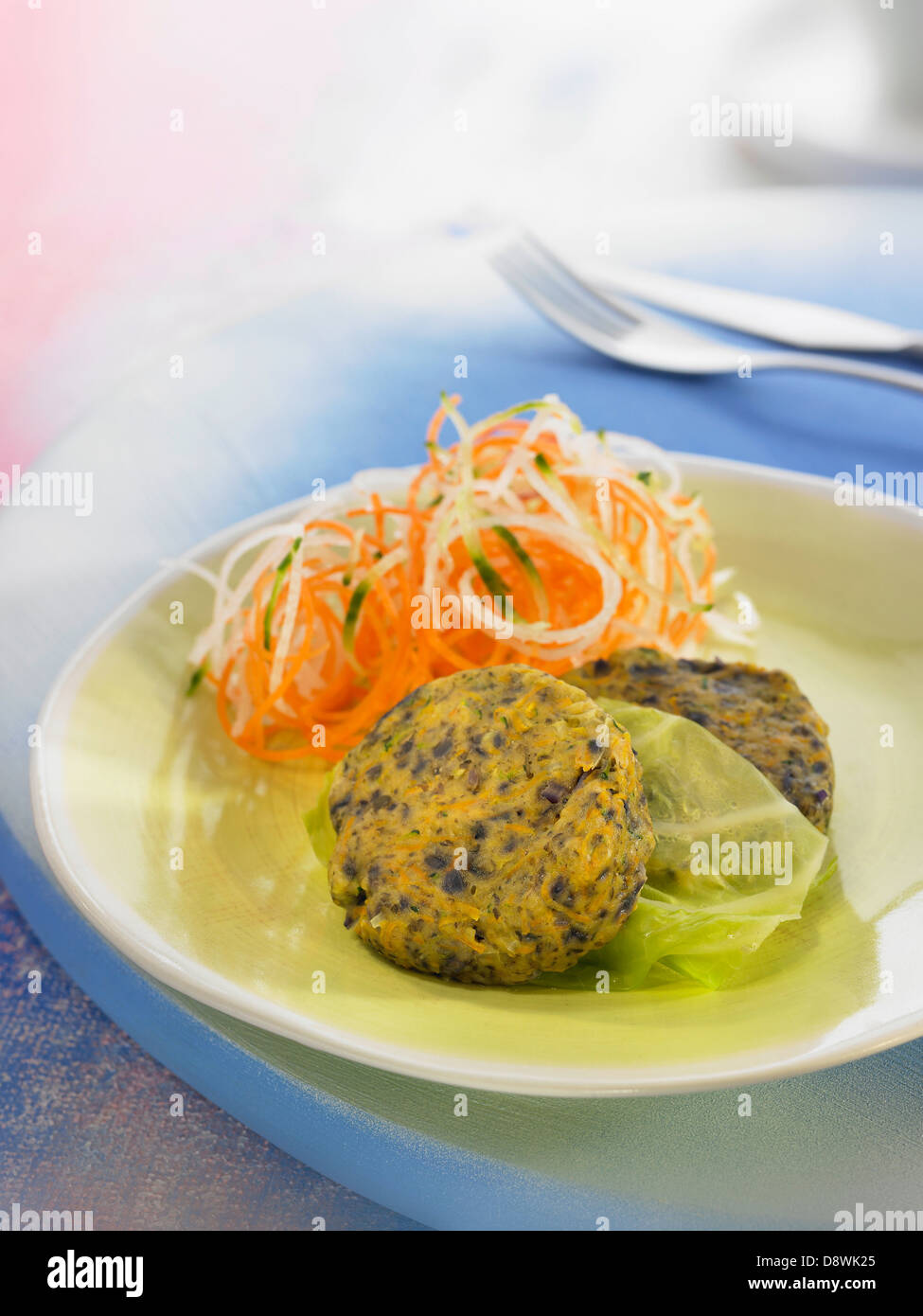 Red cabbage and zucchini vegetable patties Stock Photo Alamy
