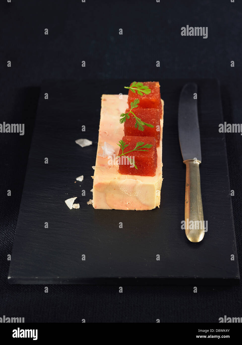Foie gras terrine with quince paste Stock Photo