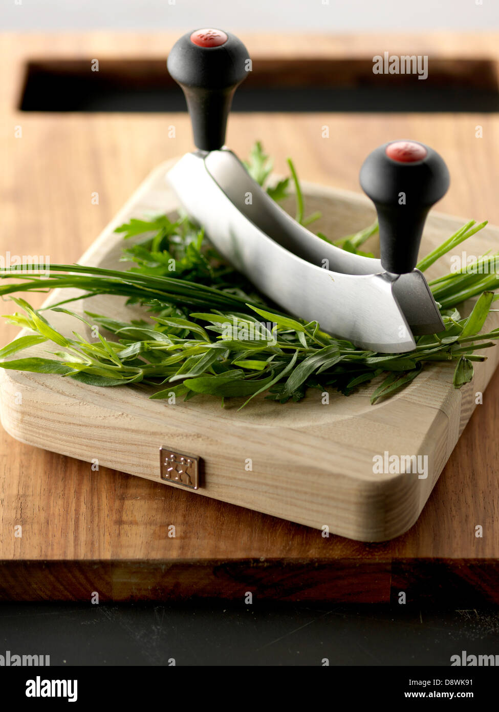Chopping Board With Herb Chopper And Parsley Stock Photo - Download Image  Now - Chopping Food, Close-up, Cut Out - iStock