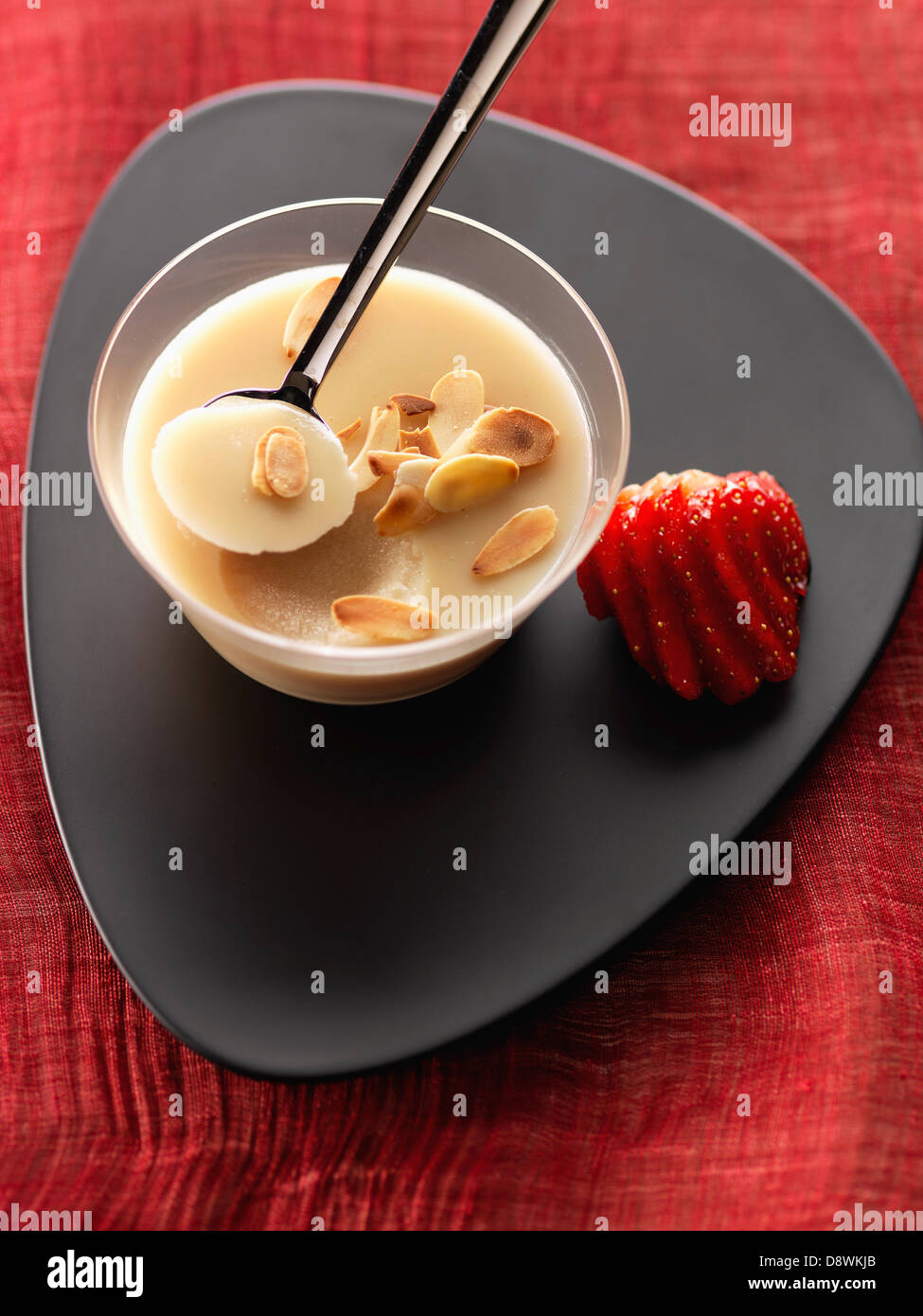 Almond baked egg custard Stock Photo Alamy