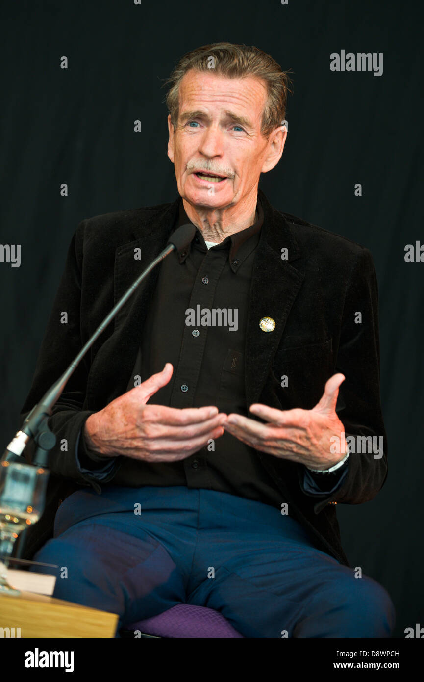 William McIlvanney Scottish novelist pictured talking about his work at Hay Festival 2013 Hay on Wye Powys Wales UK Stock Photo