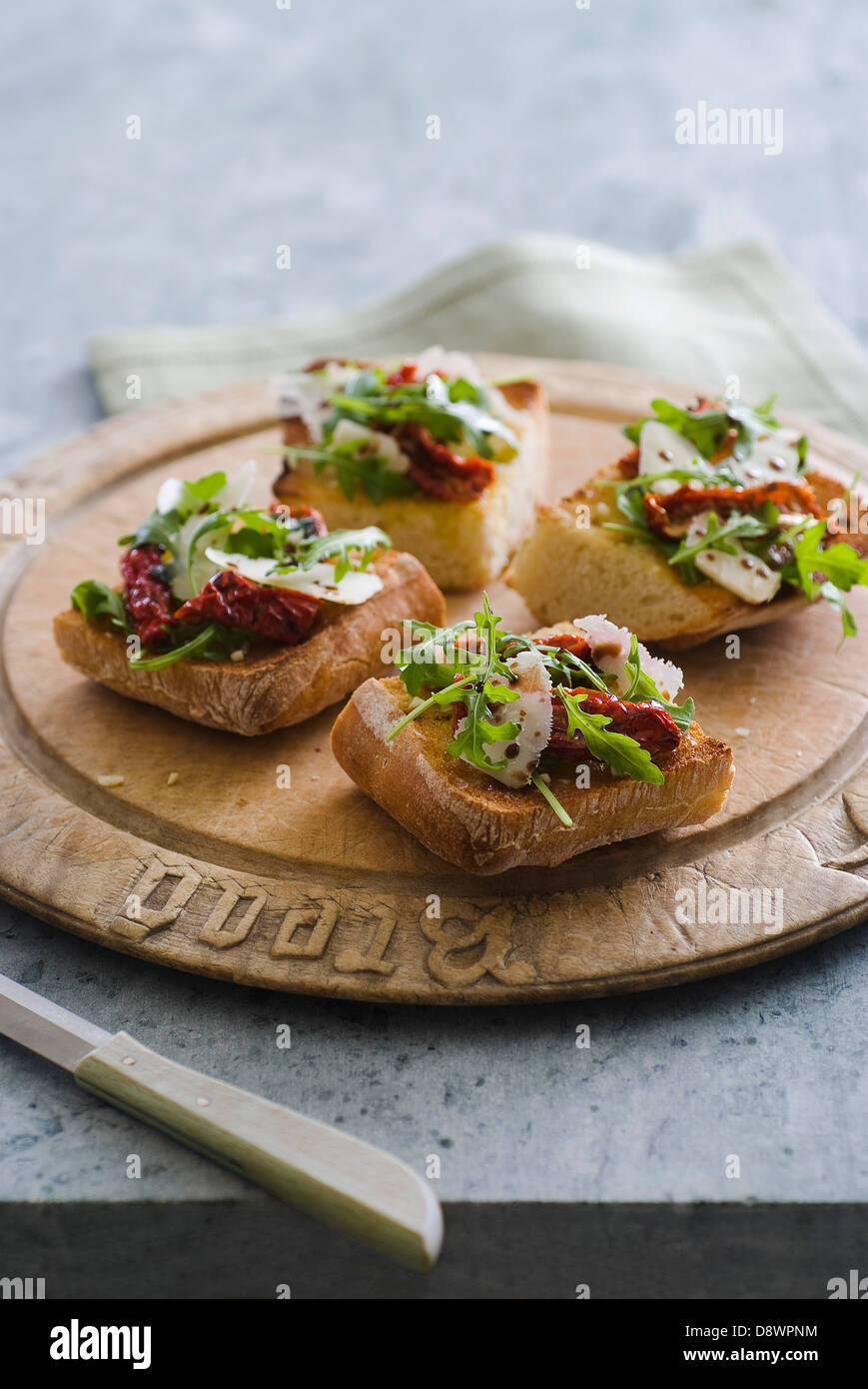 Confit tomato parmesan bruschetta hires stock photography and images