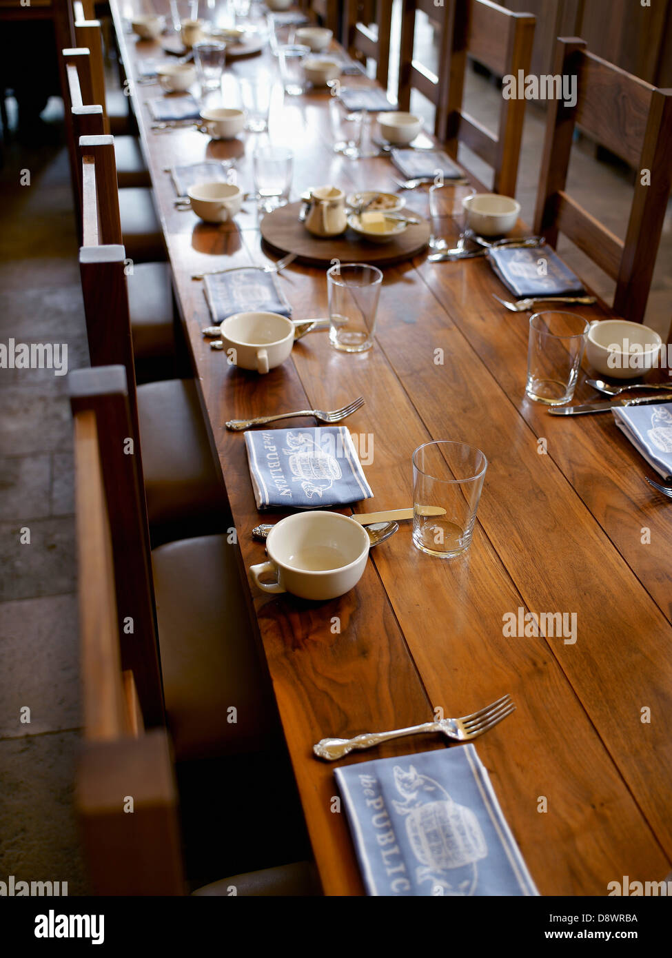 Long table at The Publican restaurant Stock Photo