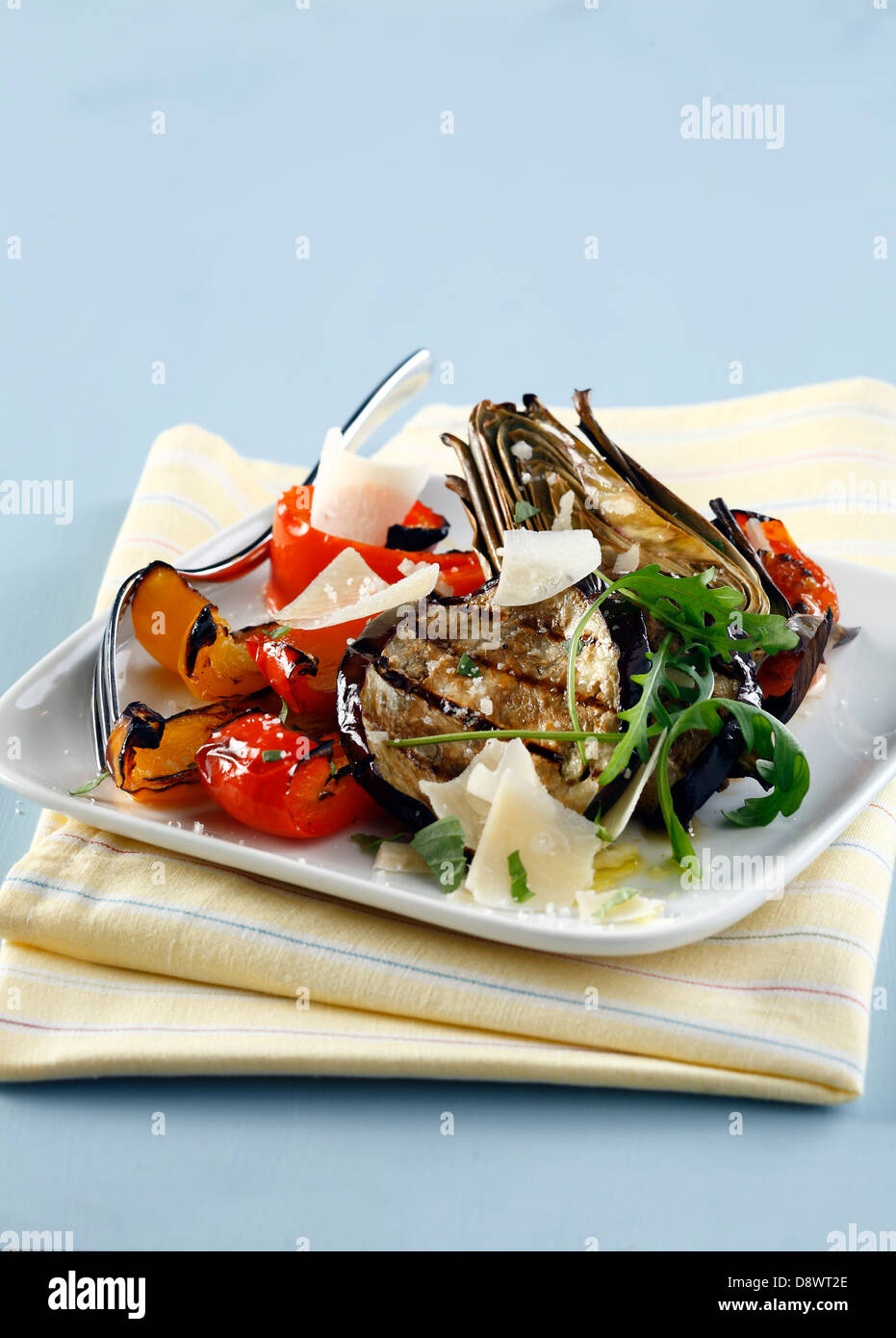 Grilled vegetables with parmesan Stock Photo