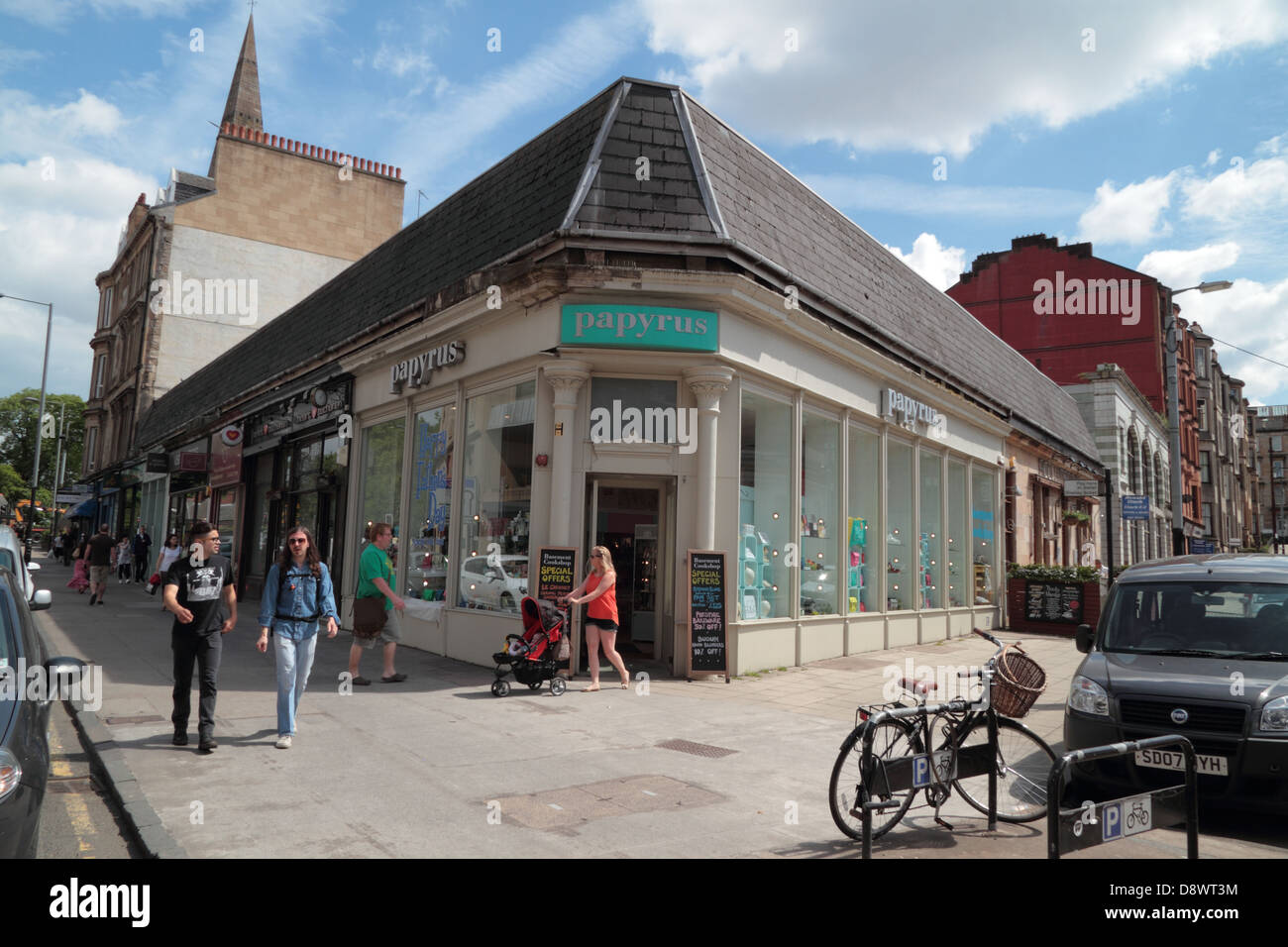 Papyrus store in Byres Road, Glasgow, Scotland, UK Stock Photo Alamy
