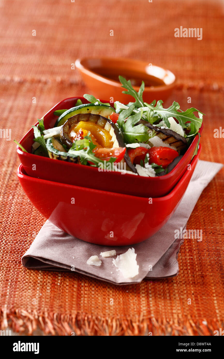 Grilled vegetable,rocket lettuce and parmesan salad Stock Photo - Alamy