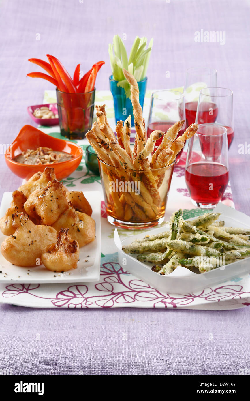 Assorted appetizers for an aperitif Stock Photo - Alamy