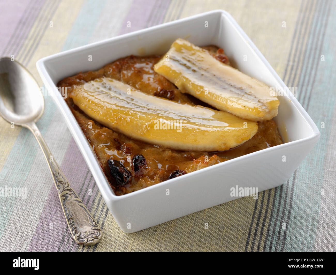 Dried fruit and banana pudding Stock Photo