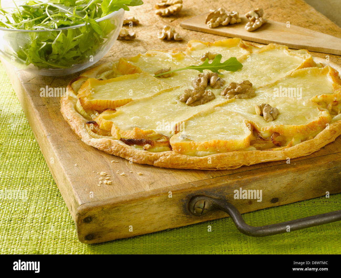 Maroilles,onion and walnut tart Stock Photo
