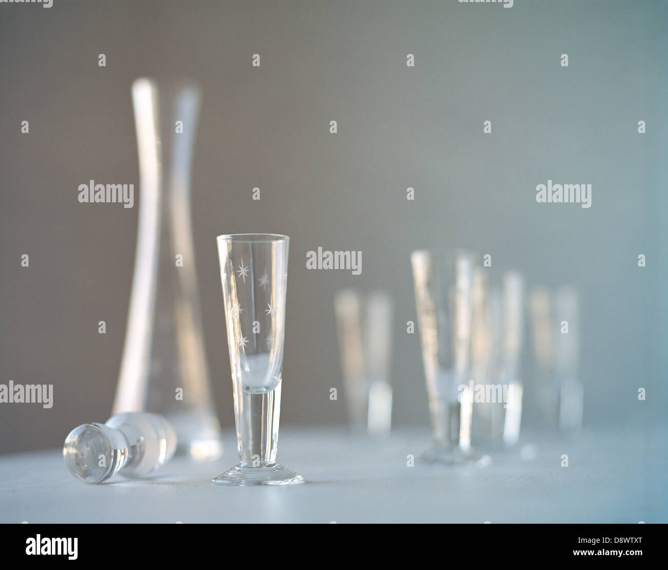Dram glass on a table Stock Photo