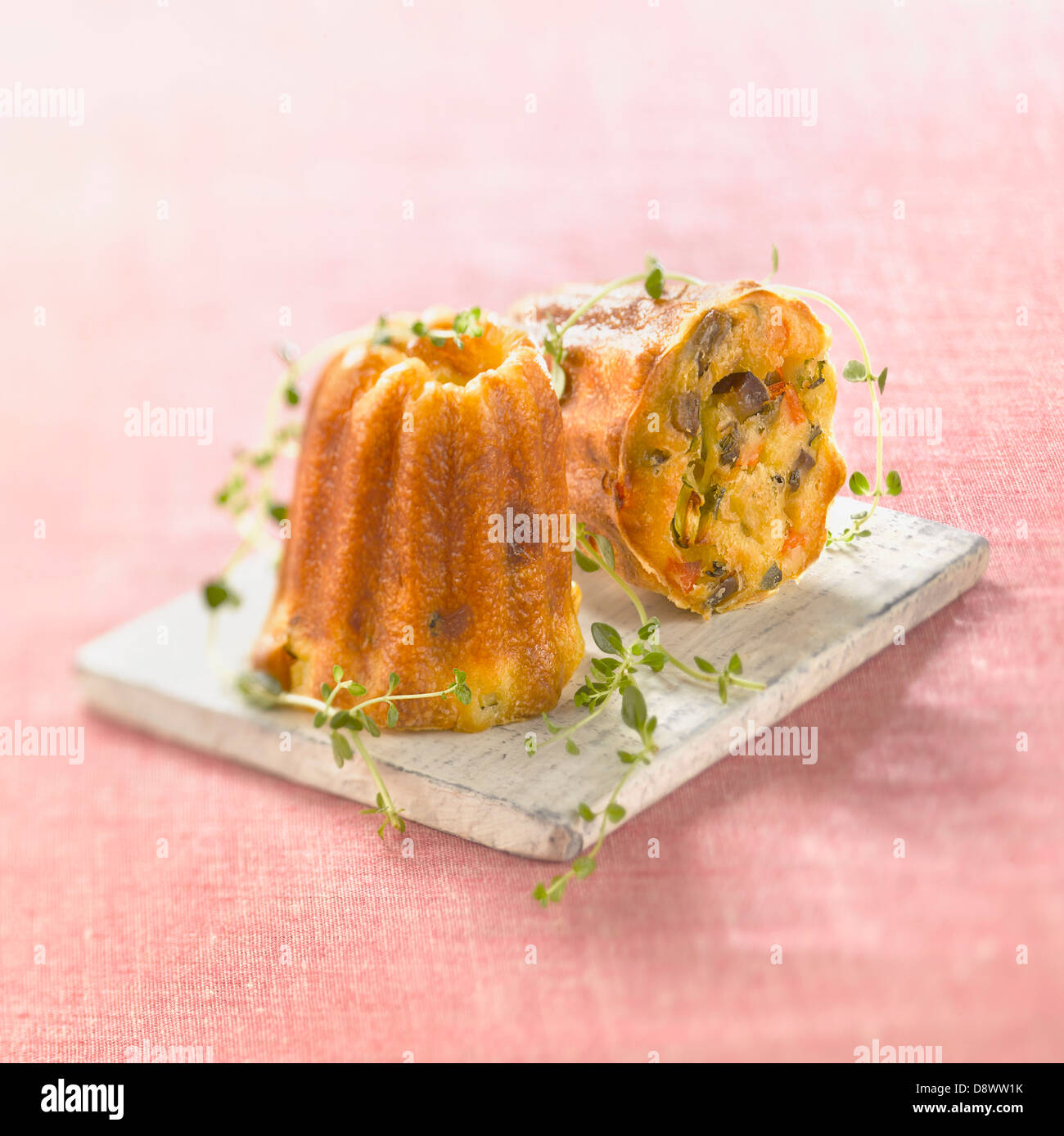Southern vegetable Cannelés Stock Photo