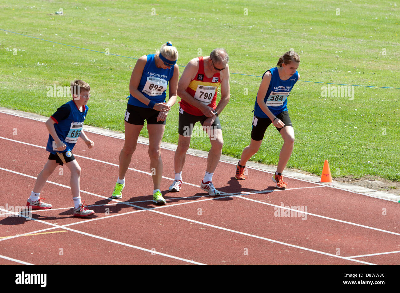 Athletics, start of walking race, mixed ages and genders Stock Photo
