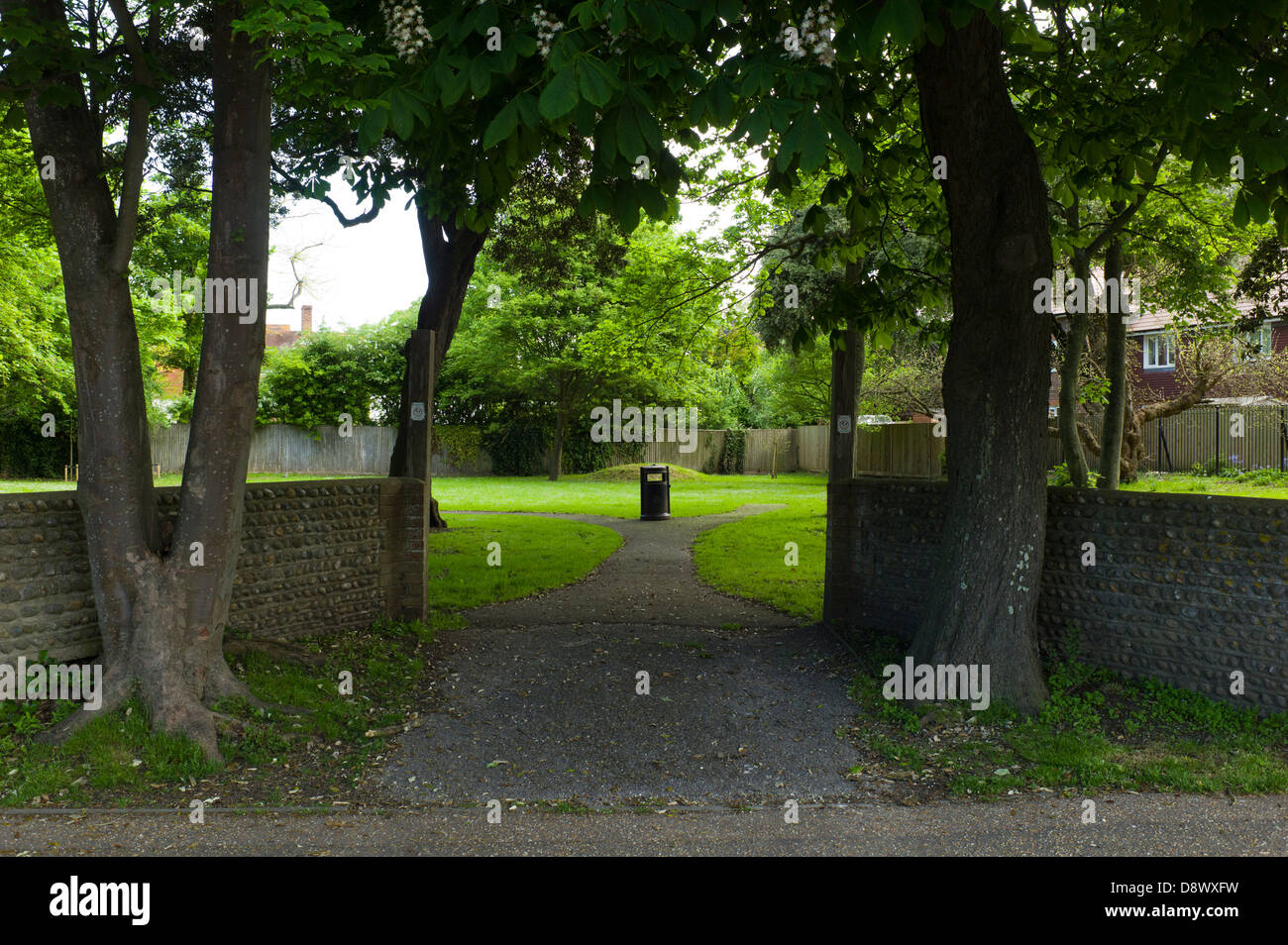 Entrance to small park, Portslade, Sussex Stock Photo