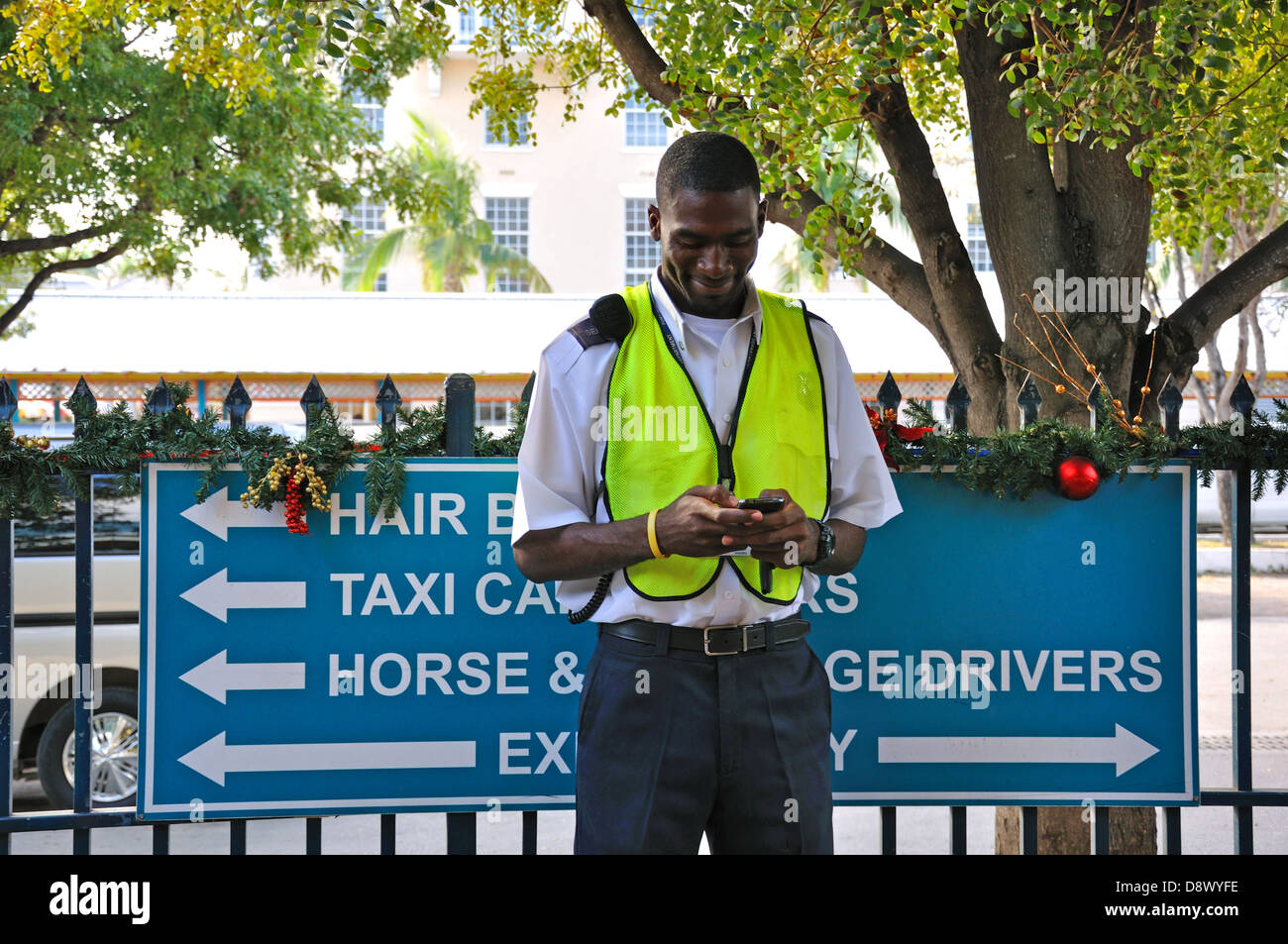 Security guard in Nassau port, Bahamas Stock Photo Alamy
