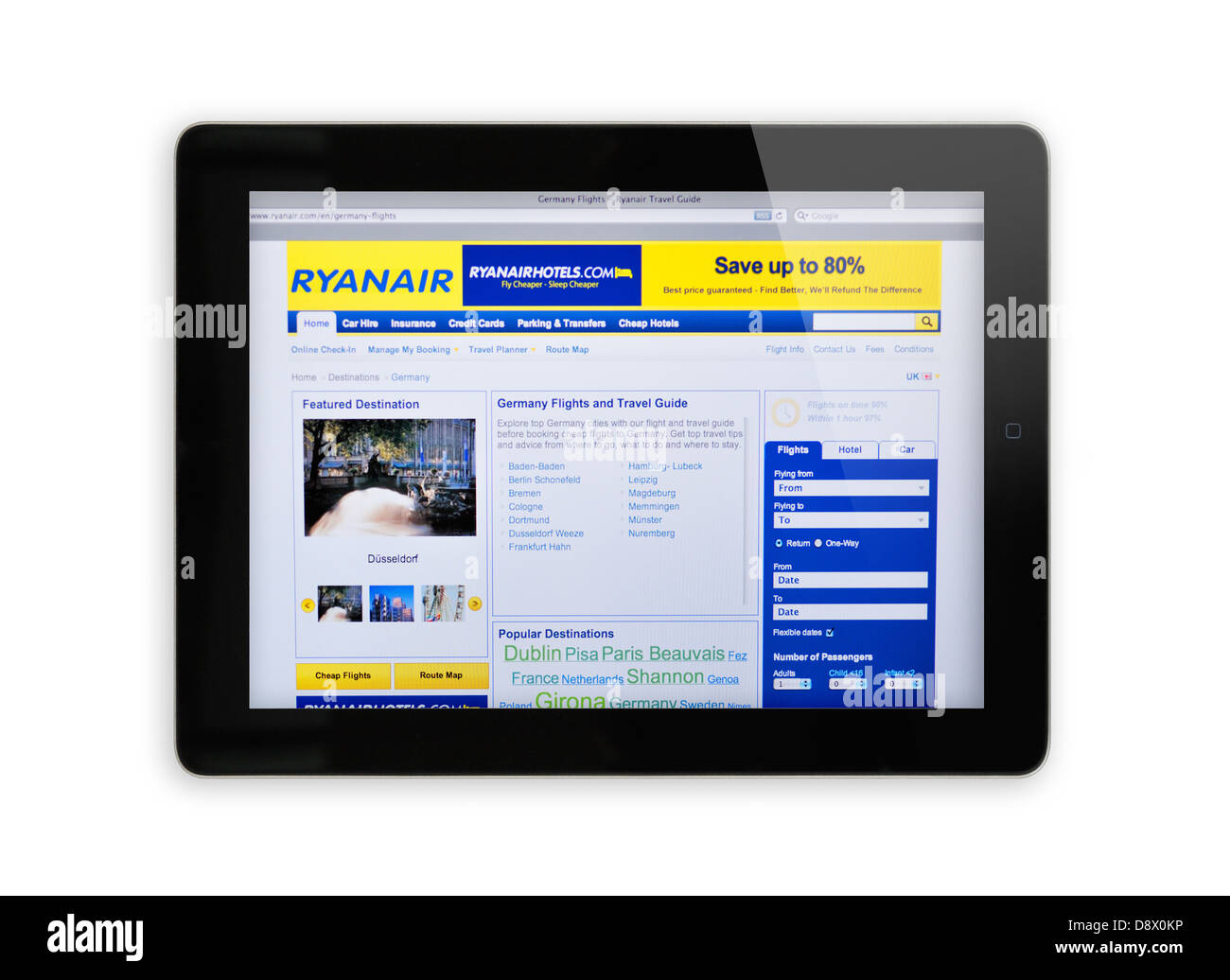 Ryanair budget airlines website on iPad Stock Photo