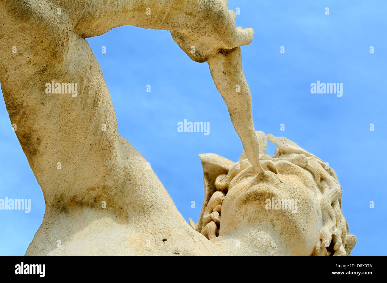 Baroque Sculpture of Triton Blowing Trumpet at Neoclassical Palais Longchamp (1839-1869) or Longchamp Palace Marseille Provence France Stock Photo