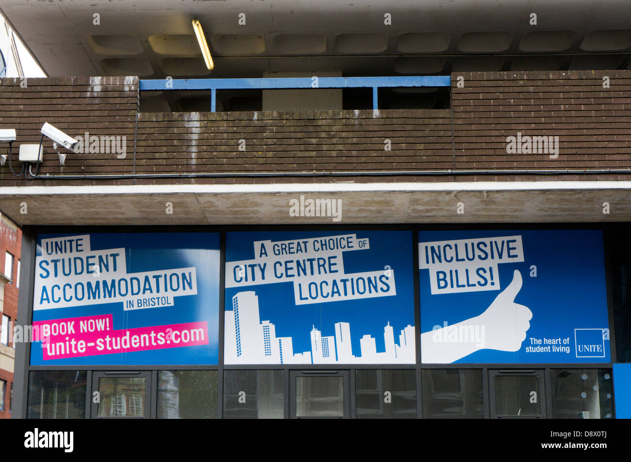 Signs for Unite Student Accommodation in Bristol, England. Stock Photo