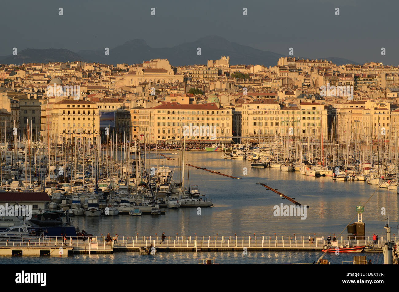 Urban Skyline & View of Old Port or Vieux Port and Quai des Belges Quay or  Quayside at Dusk Evening or Twilight Marseille Provence France Stock Photo  - Alamy