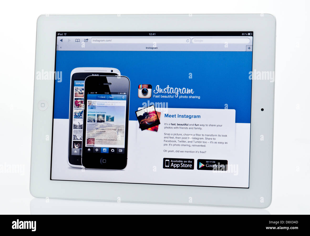 Apple Ipad showing Instagram Website. Stock Photo