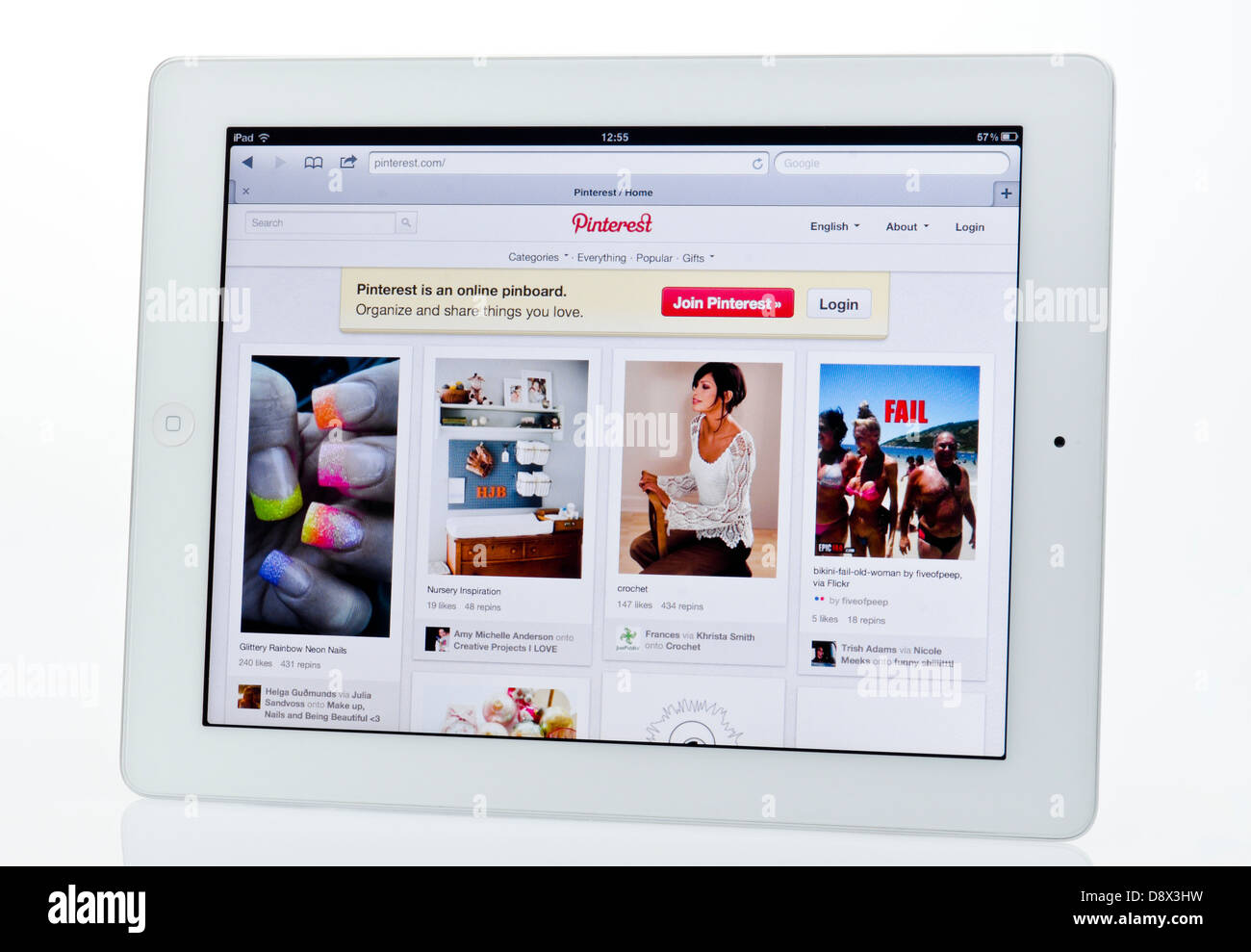 Apple Ipad showing Pinterest site Stock Photo Alamy
