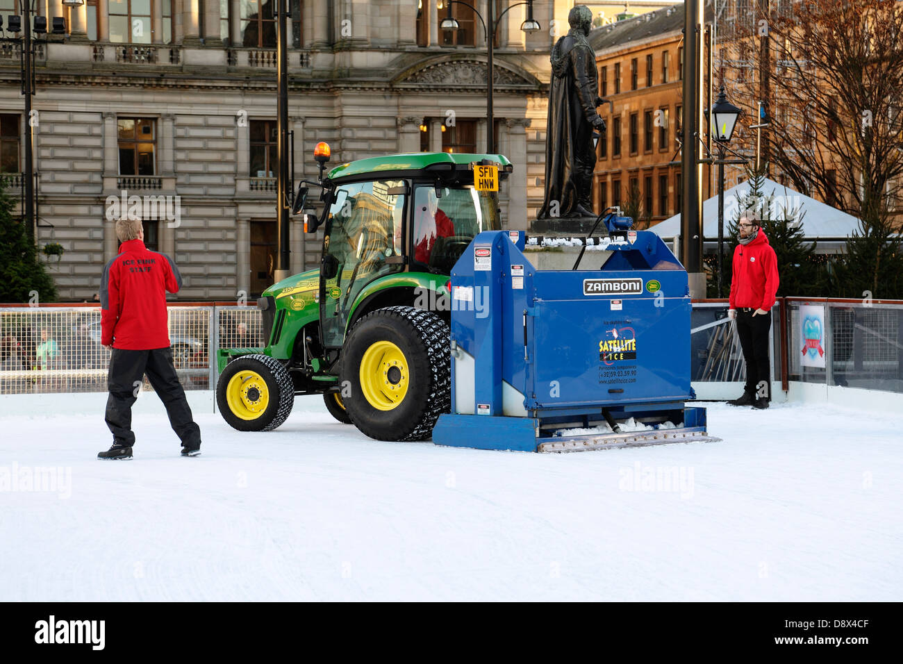 A Zamboni Resurfacer Being Used To Maintain An Outdoor Skating