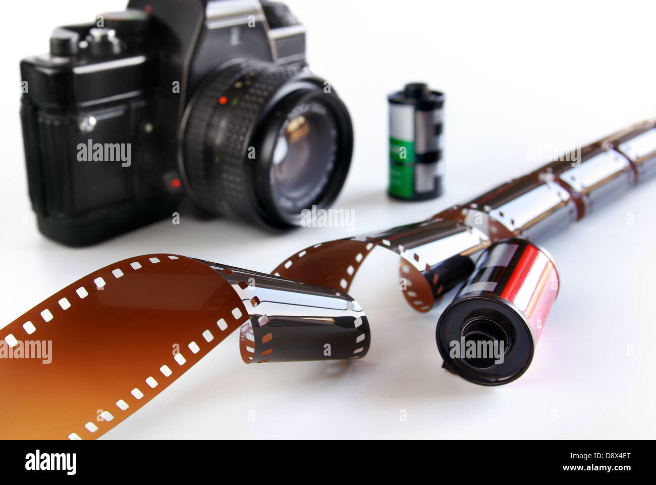 Classic analog photography equipment over a white background Stock Photo