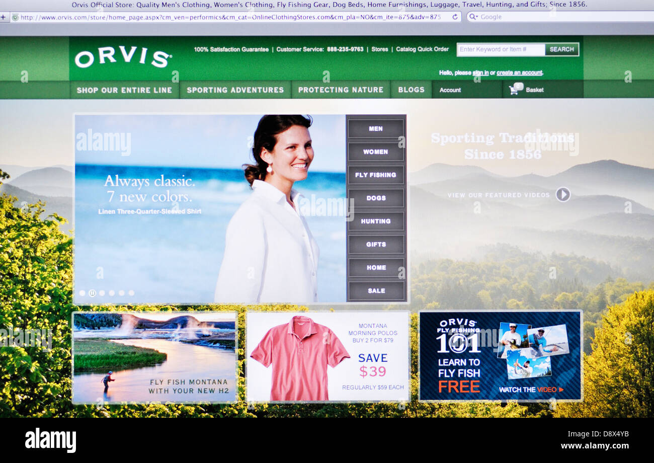 Orvis clothing online store Stock Photo