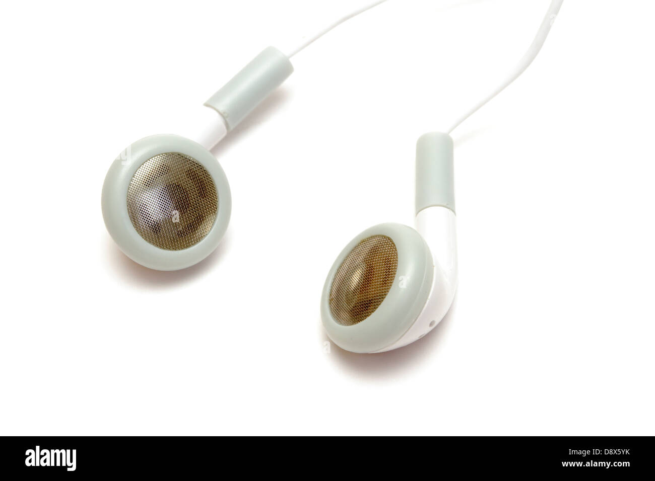 White earphones isolated on white Stock Photo