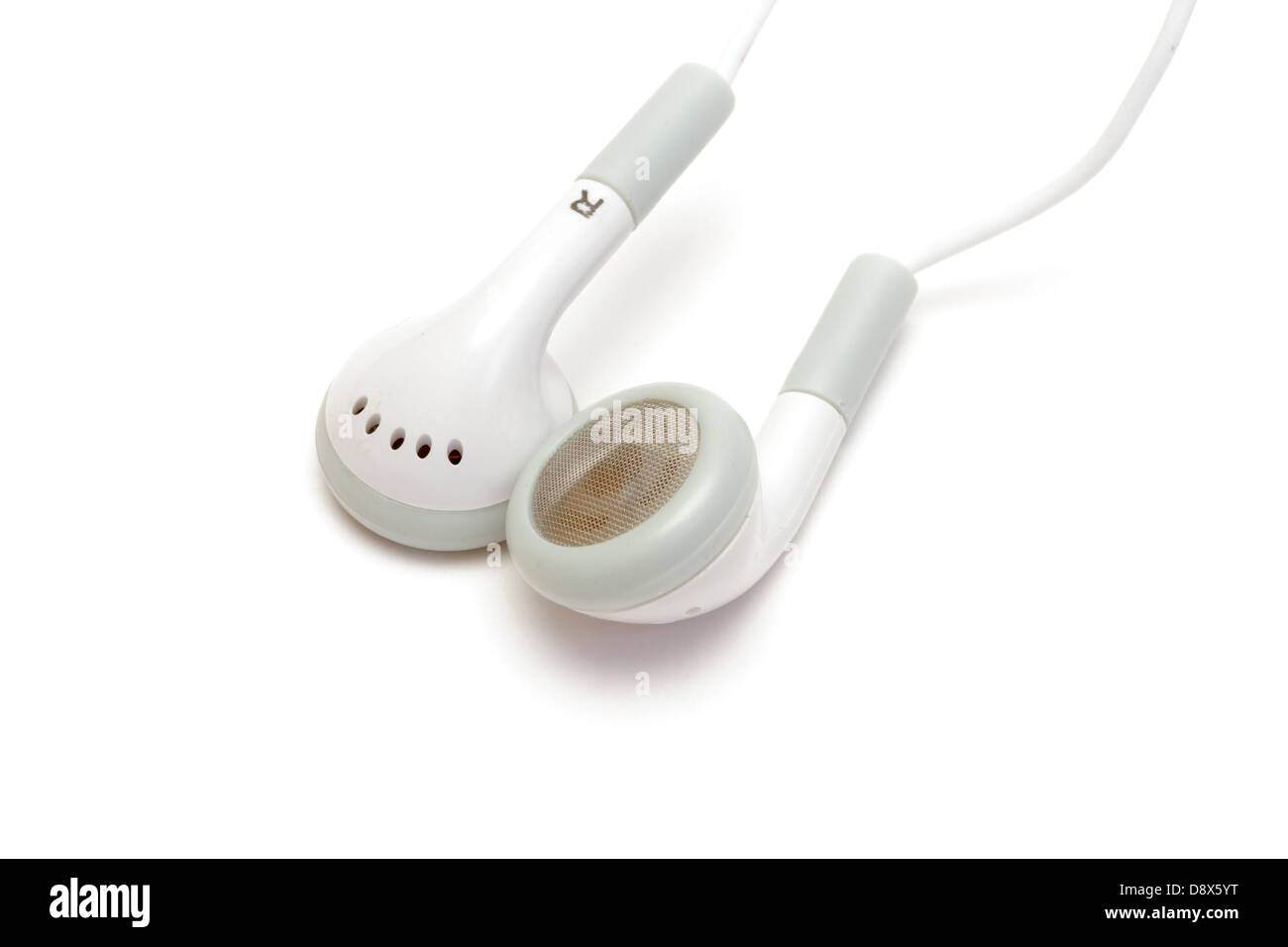 White earphones isolated on white Stock Photo