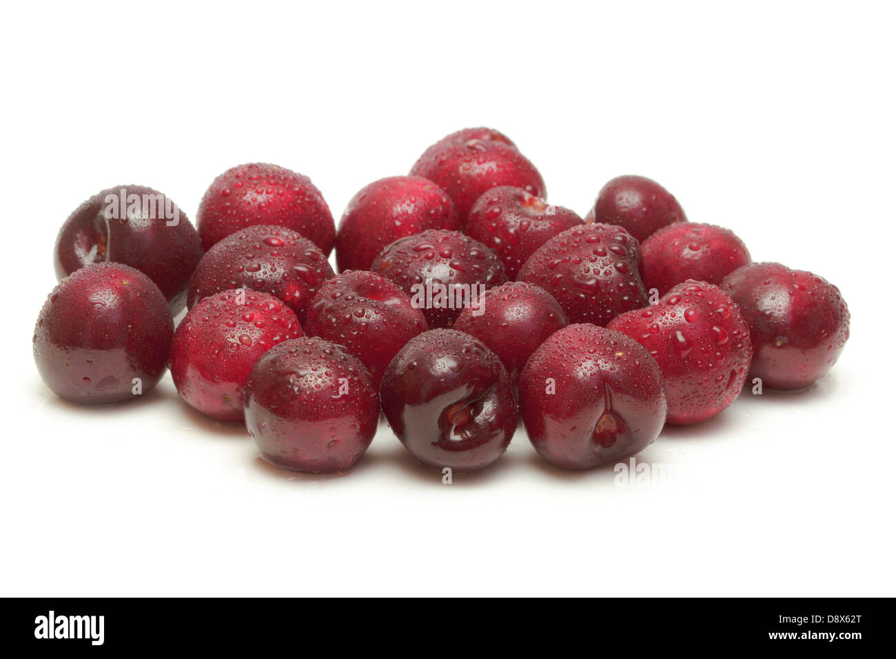 Ripe cherries on white background Stock Photo - Alamy
