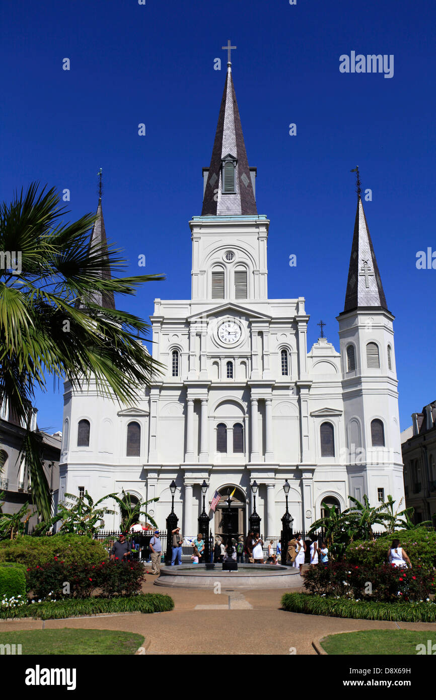Outside view of the St. Louis Cathedral. It is a part of the center of ...