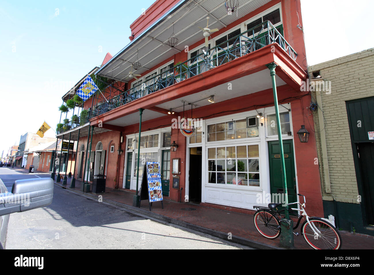 German Restaurant Jagerhaus in Conti St in  French Quarter of New Orleans. Typically for the French Quarter are the historic buildings, that have the roots from the French colonization.  Photo: Klaus Nowottnick Date: April 22, 2013 Stock Photo